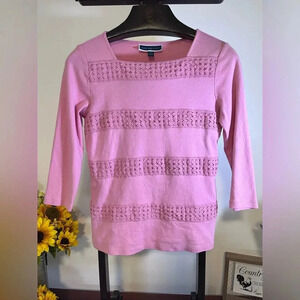 Karen Scott women’s size S 3/4 Length sleeve pink 100% cotton shirt